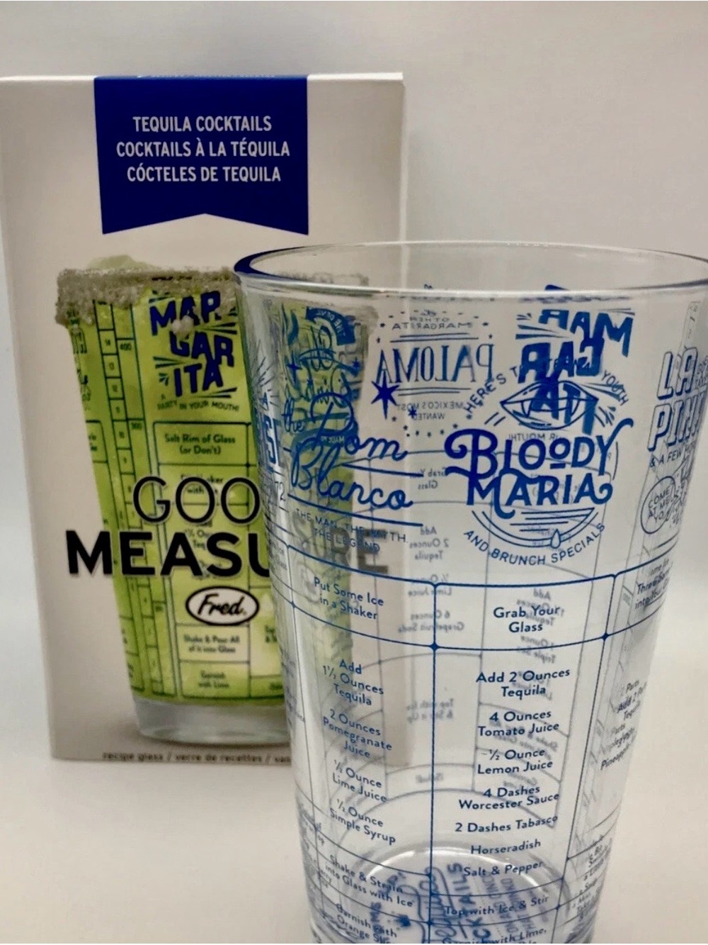 Genuine Fred Good Measure Tequila Cocktails Recipe Glass 16oz High Quality Glass